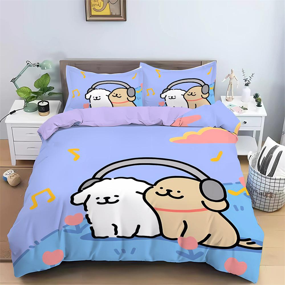 Comforter New Cartoon Puppy Bedding Set 3D Digital Printed Pug Anime Kids Adult Size