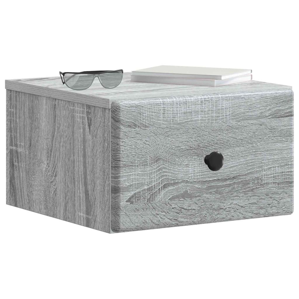 Wall Mounted Nightstand Grey Sonoma 34.5 x 33 x 20 cm