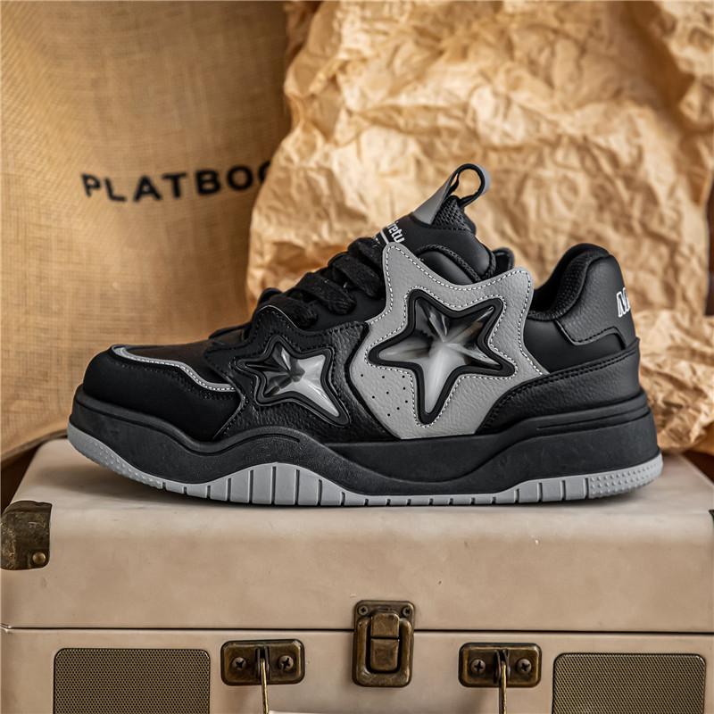 Neue Retro Vielseitige Herren Freizeit Board Schuhe mit Dicken Sohlen Langlebig Leicht Bequem Personalisierte Schnür-Sneaker