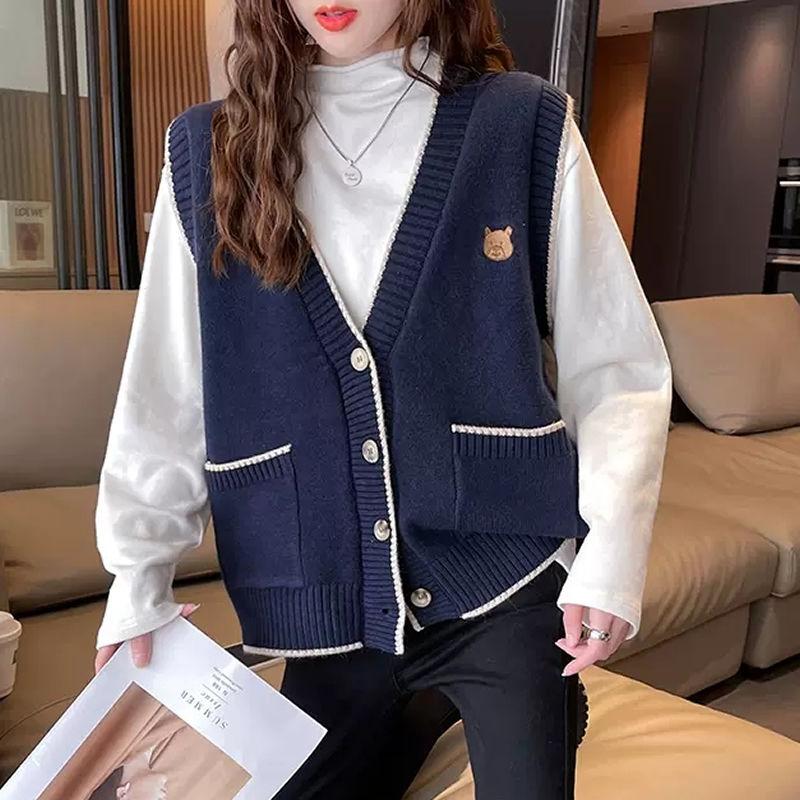 Neue Tragen Strickjacke Pullover Strickte Weibliche Tank Top 2023 Casual Frühling Und Herbst V-ausschnitt Ärmellose Pullover Weibliche Strickjacke Tops