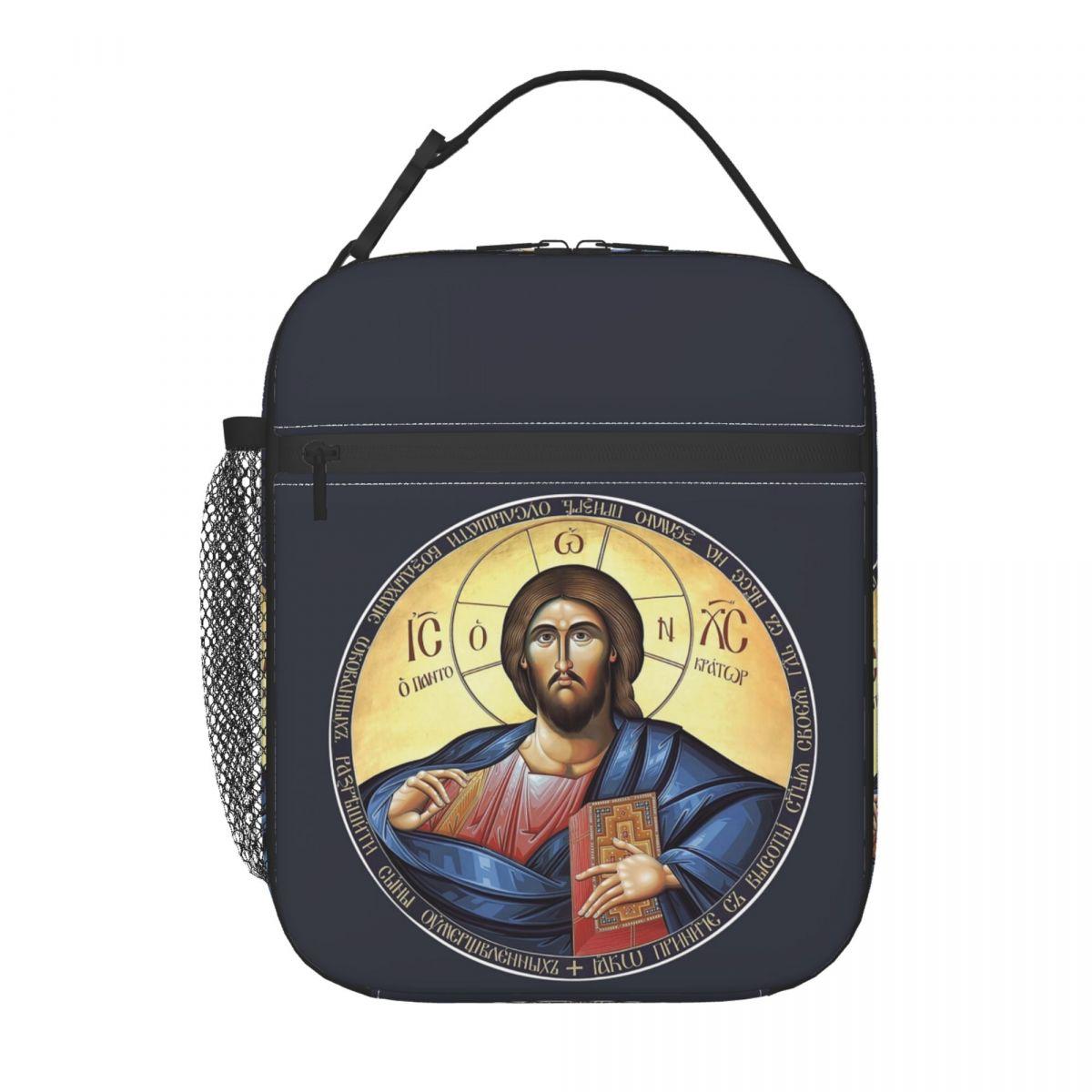 Sac à déjeuner isotherme Christ Pantocrator Icône orthodoxe pour enfants Refroidisseur scolaire Boîte isotherme pour aliments Sac fourre-tout Boîtes à lunch portables Contenant One Size