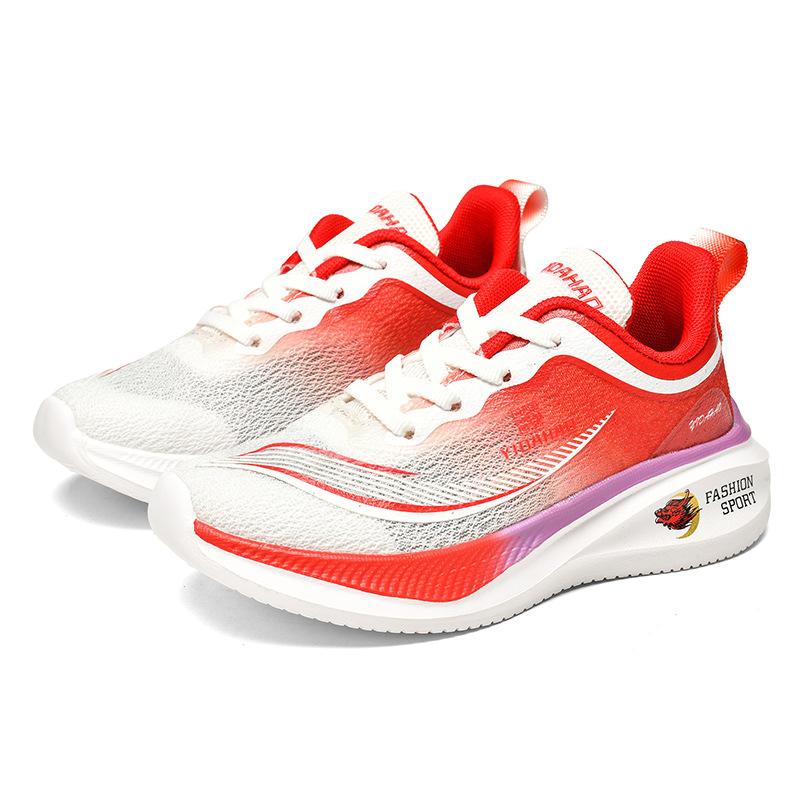 Children's running shoes Spring and summer male and female classmates fly-woven lightweight breathable primary school students racing sports shoes med