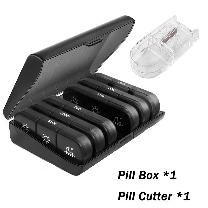 Bärbart 7-dagars pillerfodral Dagligt medicinrese mediciner Förvaring Hemliga fack Pillerfodral för utomhusresor