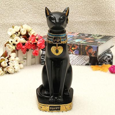 96 żywica Vintage Egipski Bastet Bogini Figurka Czarny Kot