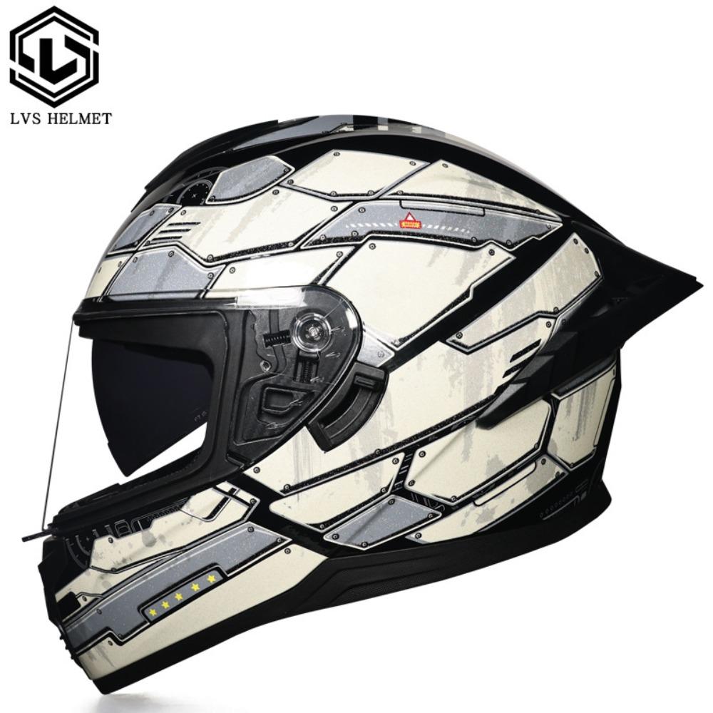 DOT Full Helmet Double Mirror Helmet Men's Four-season Universal Hard Hat Female Knight Locomotive Double Lens