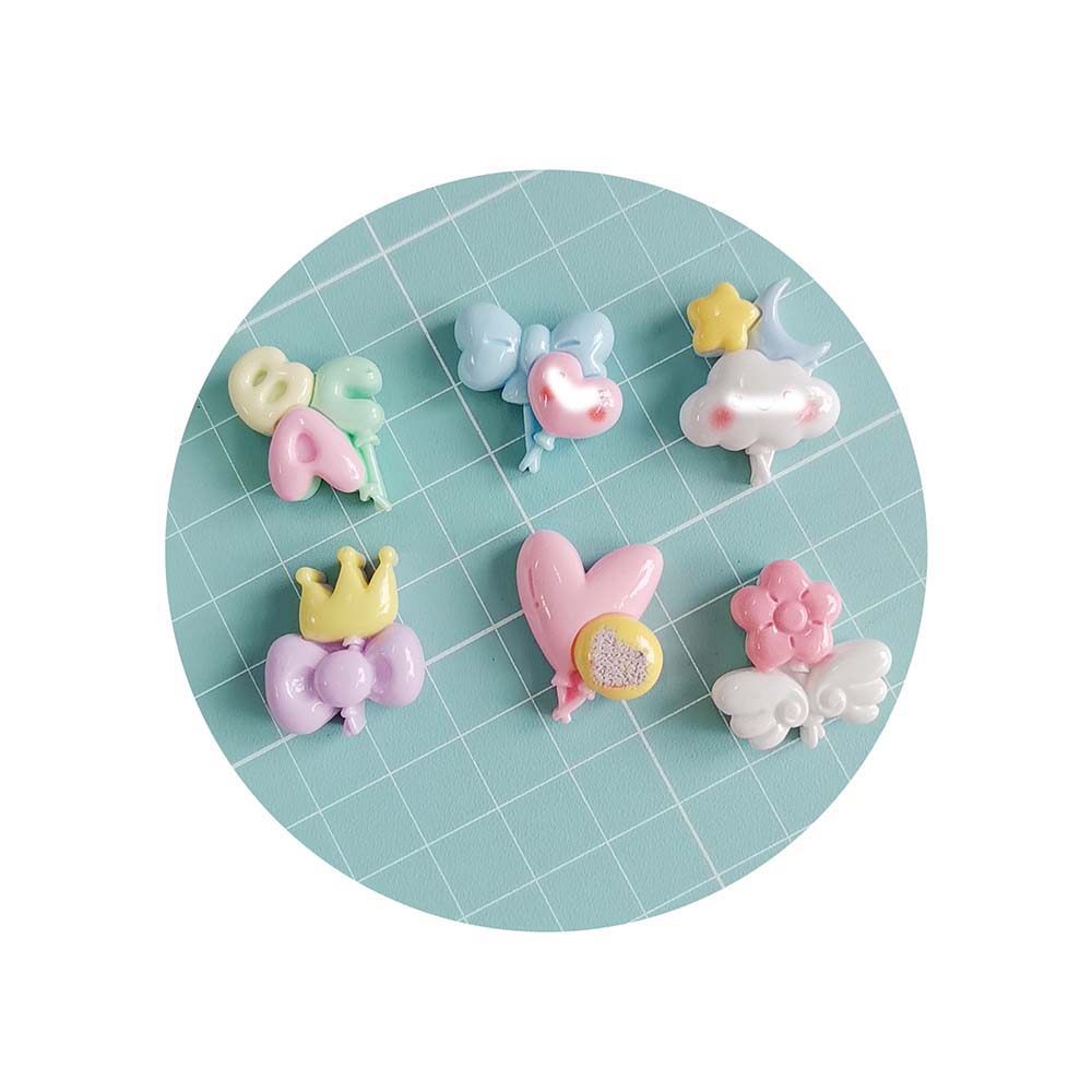 Cute Cartoon Flower Balloon Flat Back Resin Cabochon Scrapbooking for Phone Case Decoration DIY Hair Accessories