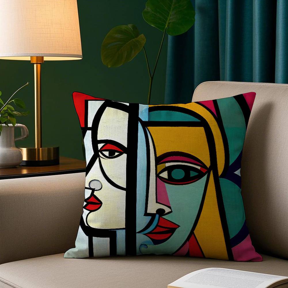 Modern Abstract Painting Pillow Case Short Plush Print Cushion Cover Square Throw Pillow Covers Sofa Home Decor