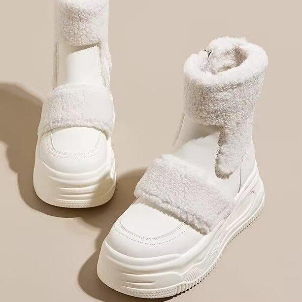 Thick-soled inner height-increasing snow boots for women 2025 autumn new versatile casual velvet warm small short boots for women