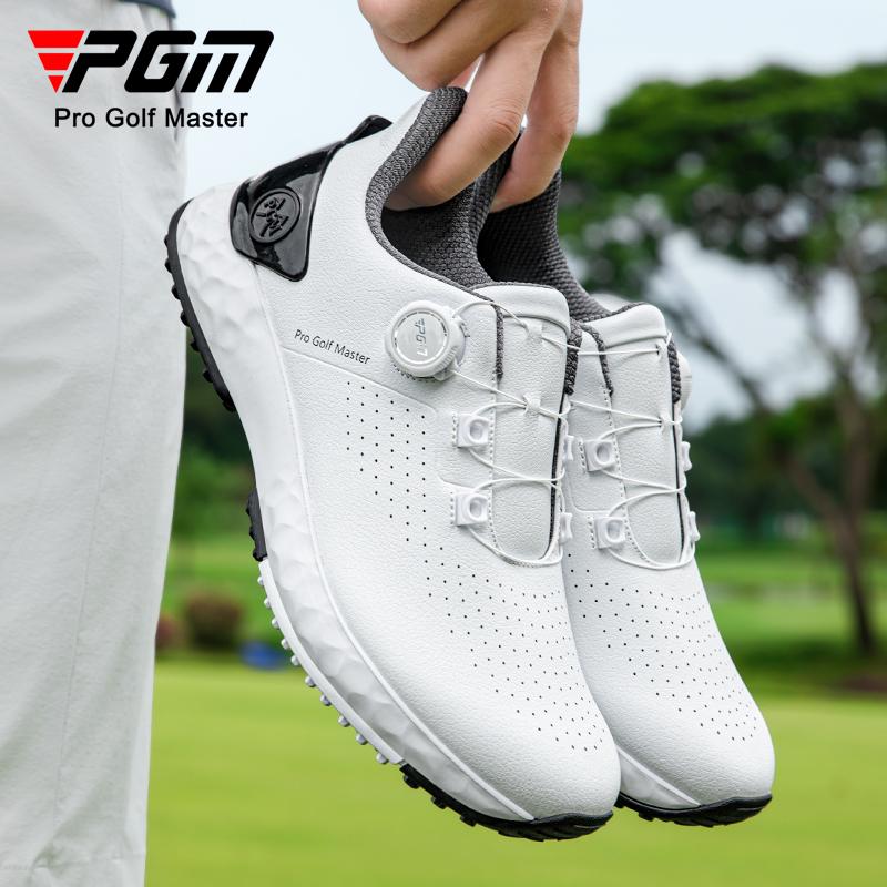 PGM Men's Golf Sneakers - Comfortable Shock Absorption with Knob Laces, Breathable, Anti-Slip, Height Increasing.