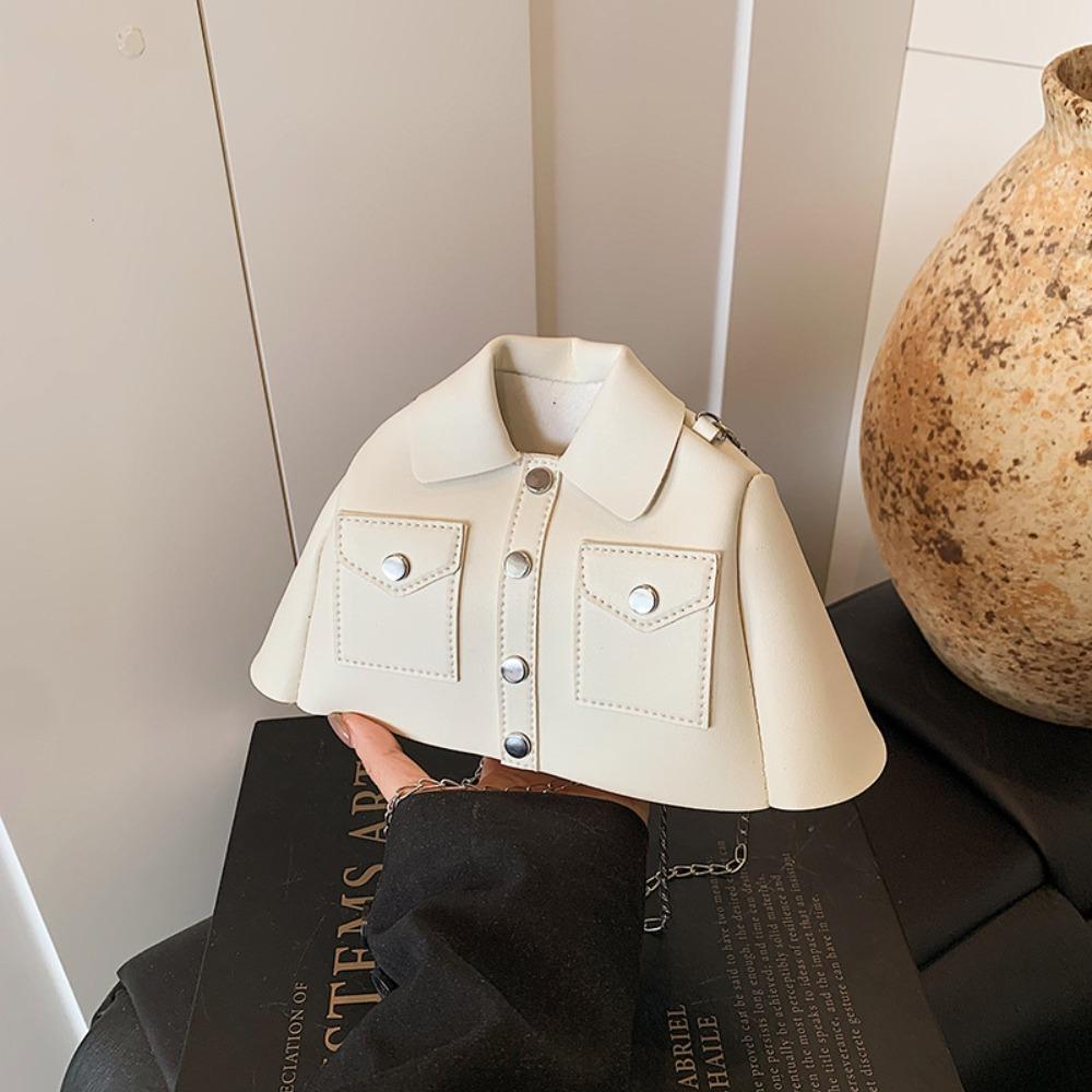 

Solid Color Chain Shoulder Bag Coat Women Handbag Personalized Clothes Shaped Crossbody Bag Daily бежевый