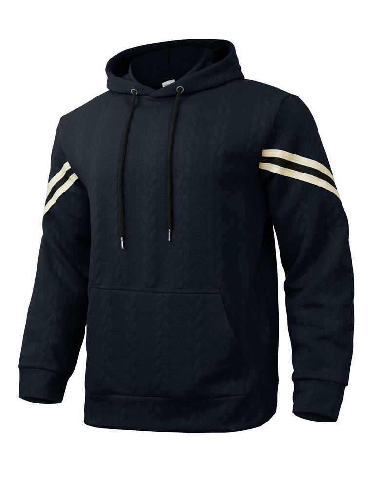 Autumn/Winter Jacquard Heavyweight Men's Warm Hooded Outdoor Sports Hoodie