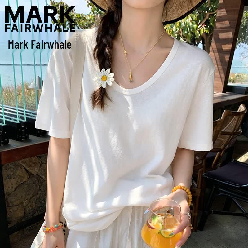 MARK FAIRWHALE Women s V-Neck Short Sleeve T-Shirt S белый