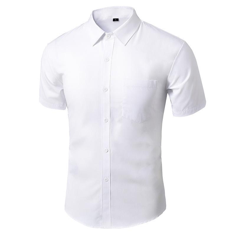 Men's Slim Fit Korean Style White Long Sleeve Shirt - Business Formal & Casual