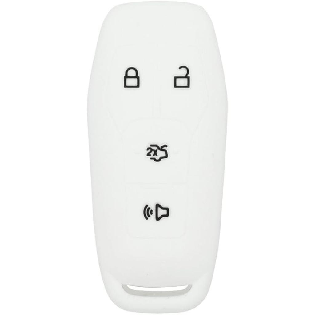 SEGADEN Silicone Cover Protector Case Holder Skin Jacket Compatible with Ford Mustang Fusion Explorer F-150 Edge 4 Button Smart Remote Key Fob CV2716