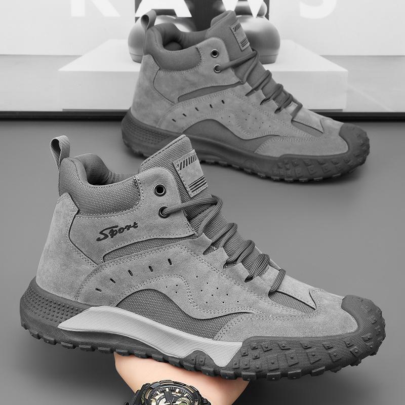 2025 Men's Platform Boots Fashion High Top Casual Sneakers Outdoor Non-slip Wear-resistant Work Boots Comfortable Hiking Shoes