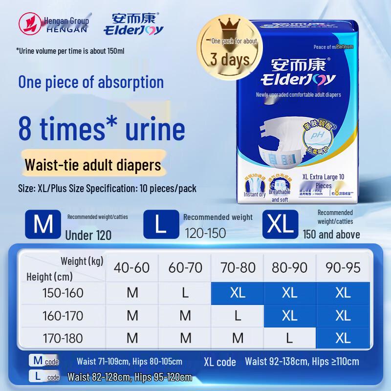 Elderjoy Comfortable Dry Adult Diapers