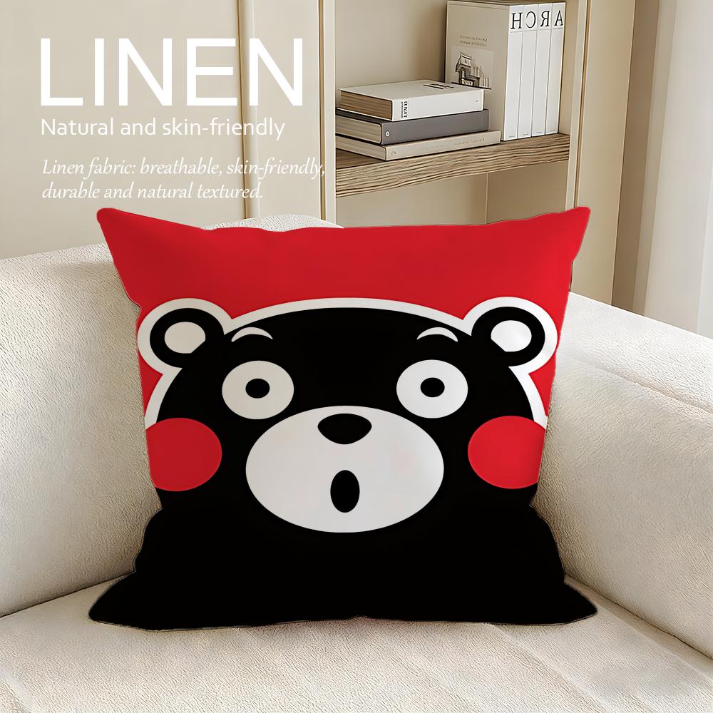 

Cute Kumamon Cushion Cover Linen Decorative Pillowcase Set Pcs x x x Breathable Washable Sofa Cushion Cover 30X30cm