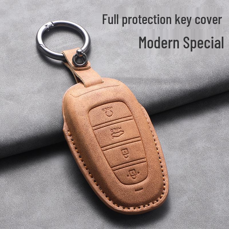 Hyundai Tucson 2023-24 L Key Case: Lambskin Leather Protective Shell for Men & Women, Full Wrap.