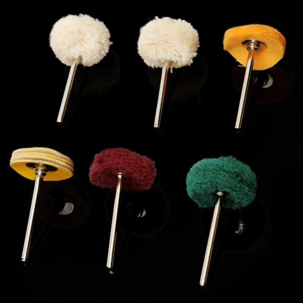 6Pcs/Set Buffing Pad Wheel For Rotary Drill Bit with Stainless Steel Handle Polishers Tool