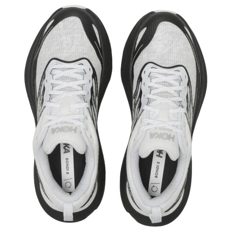 HOKA One One Bondi 8 Abrasion Resistant Low Top Running Shoes Unisex Black White Sneakers 1155391-FLCK