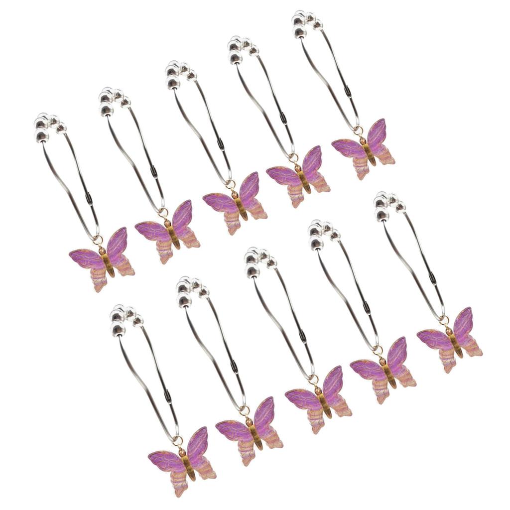 10Pcs Colorful Acrylic Butterfly Shower Curtain Rings Rusts Resistant Decorative Curtain Hooks for Bathroom Accessories