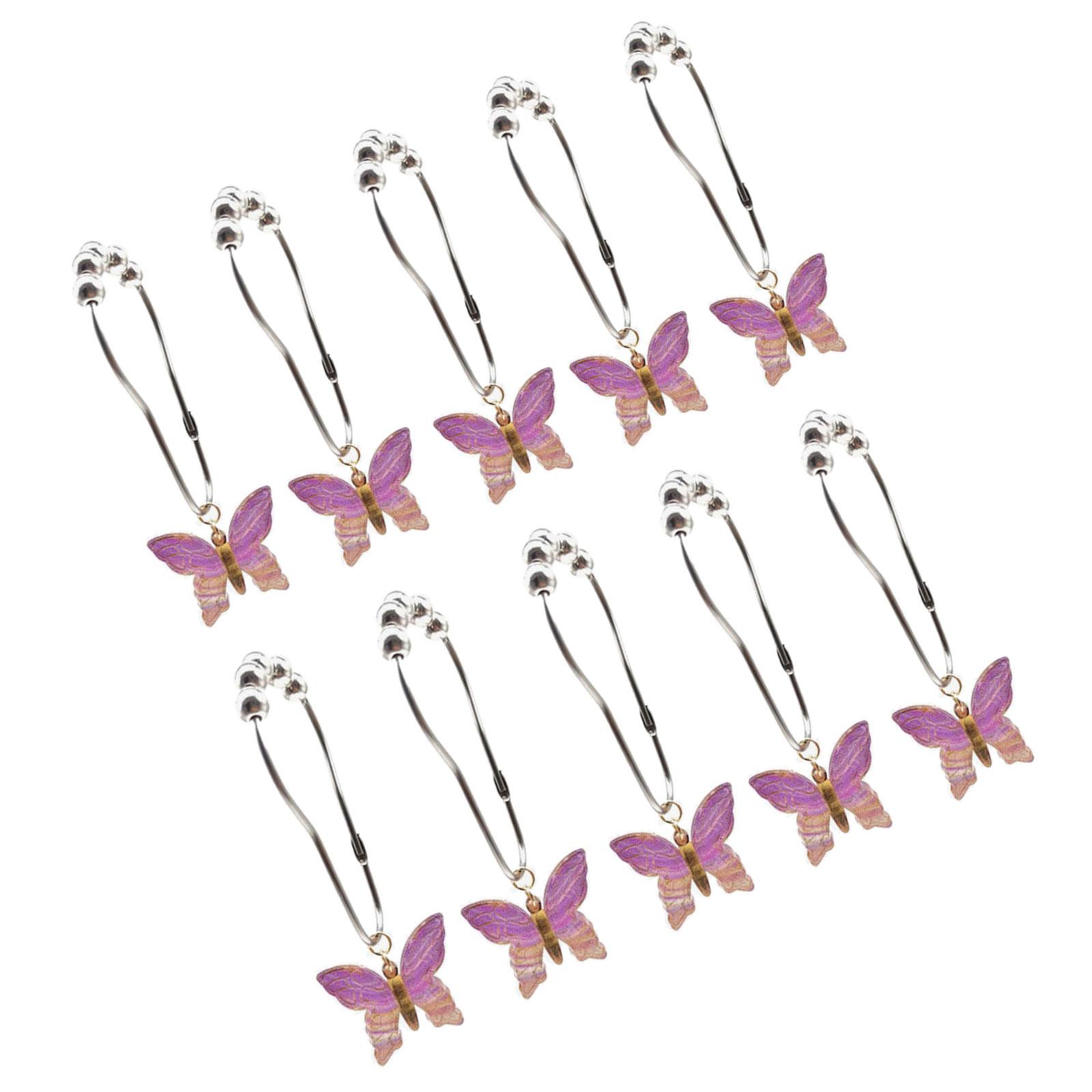 

10Pcs Colorful Acrylic Butterfly Shower Curtain Rings Rusts Resistant Decorative Curtain Hooks for Bathroom Accessories фіолетовий