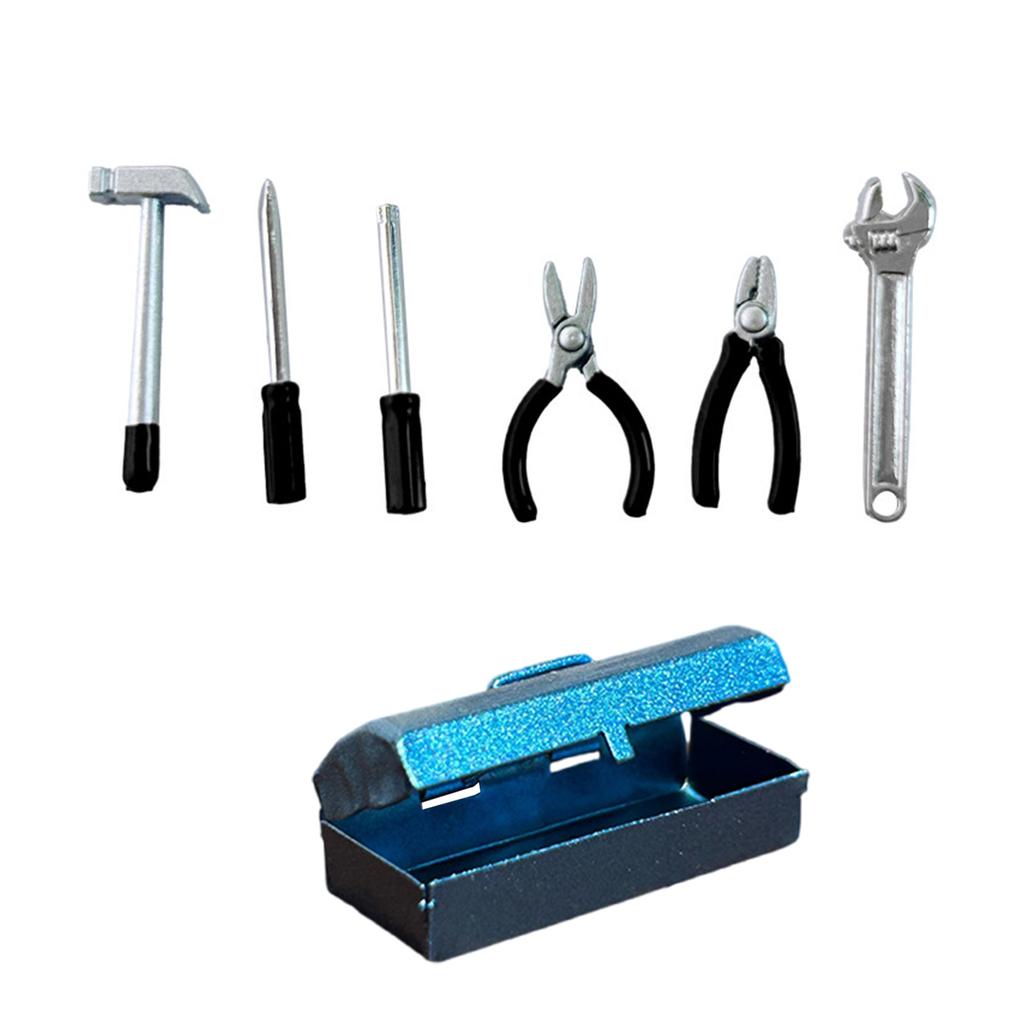 Miniature Workshop Tool with Hammer Wrench Pliers For Children Educational Roleplay Game Doll House Scene Decroatioin