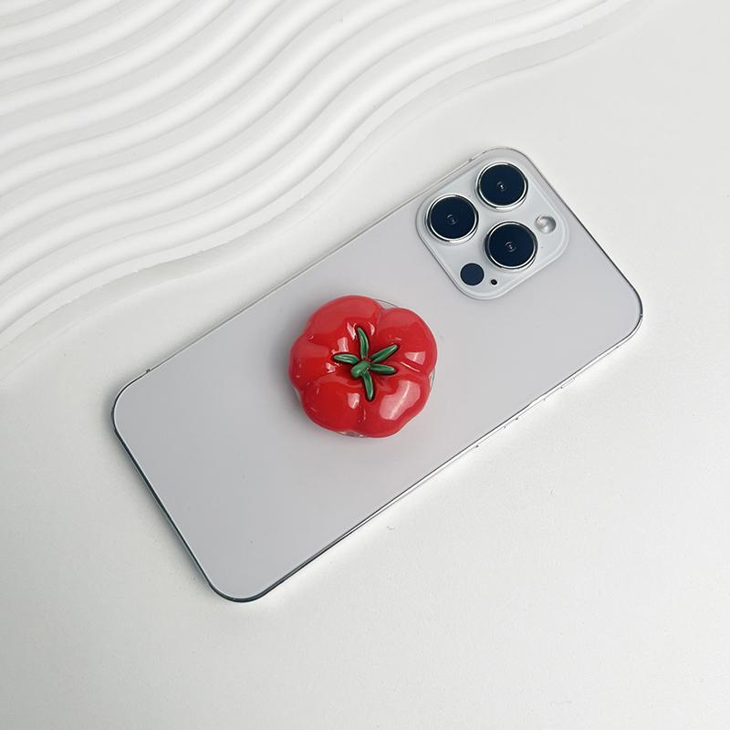 Cute Tomato Phone Stand Magnetic Socket Grip Phone Holder For Magsafe IPhone Mac Samsung Safe Ring Finger Expanding Stand