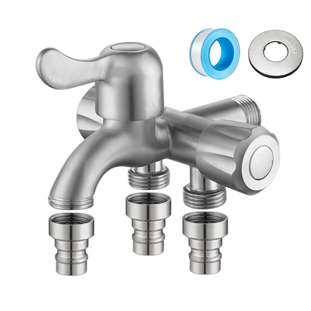 One In Three Out Stainless Steel Faucet with Tape Angle Valve Faucet  Domestic Use