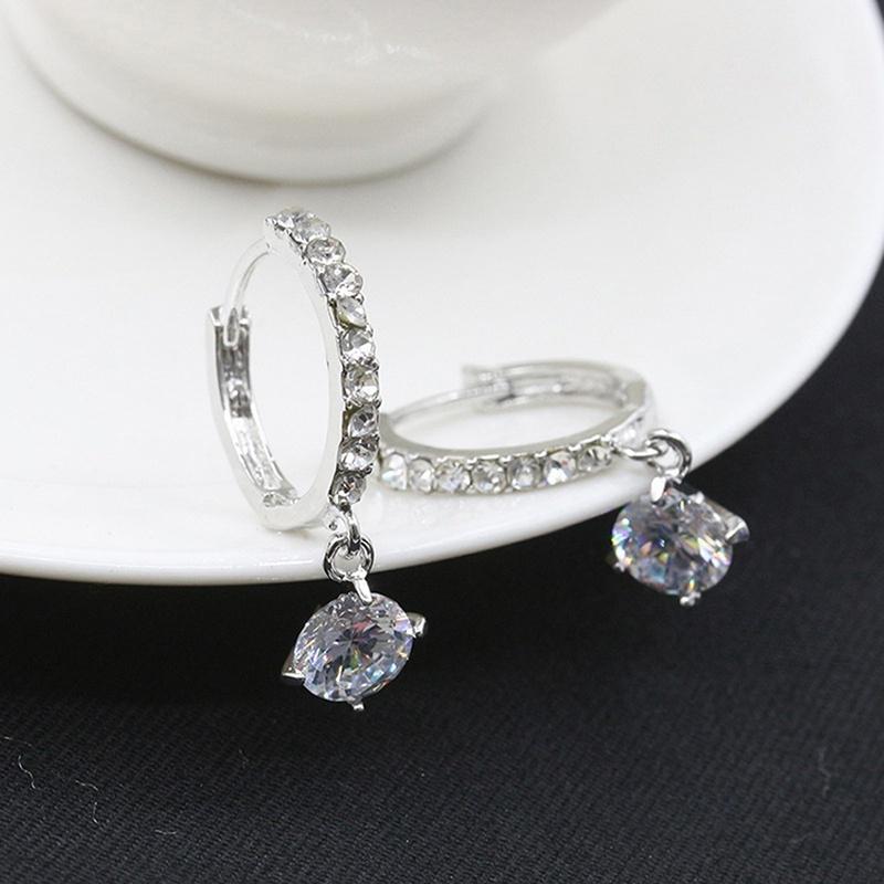 Gold Filled Heart White Cubic Zirconia Crystal Hoop Clip On Earrings