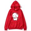 Red Flower From Panda BuBu To Bear DuDu Hoodie Cute Baby Bears Sweatshirts Couple Clothes Women's Streetwear