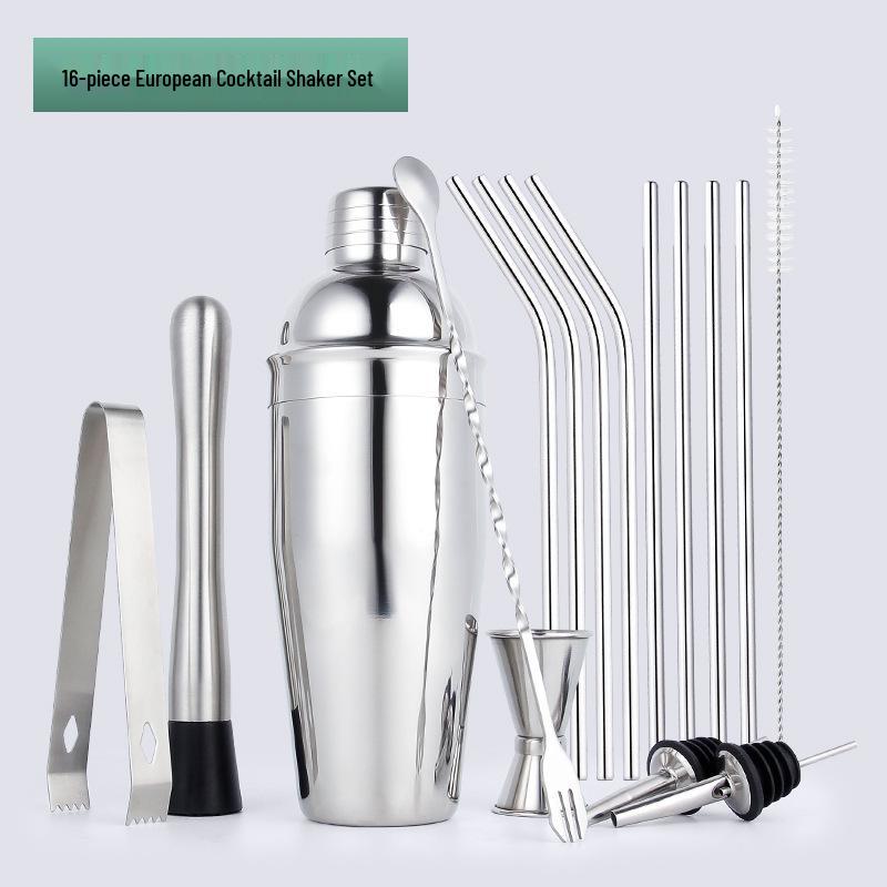 Stainless Steel Bartender Set: Boston Shaker & Cocktail Tools
