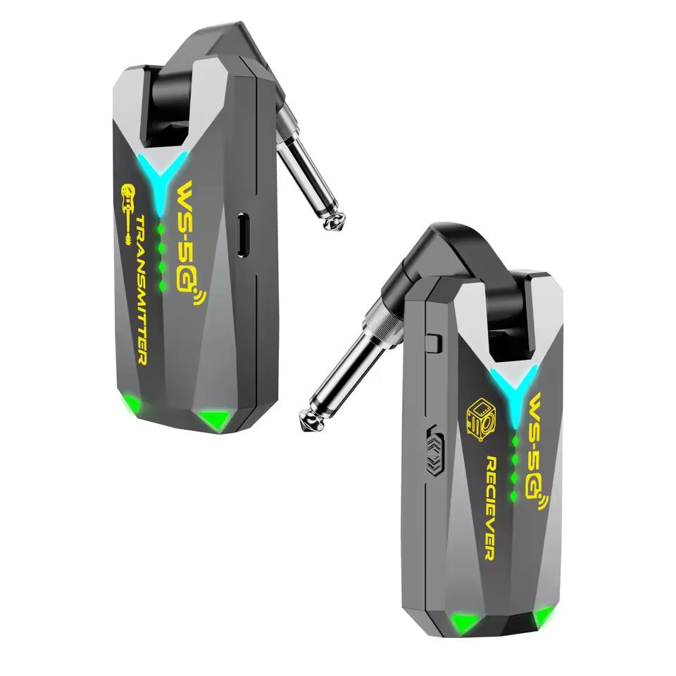Miwayer 5.8GHz Wireless Guitar System, 48K/16Bit Real-Time Audio & More Channels, Rechargeable with 3.5mm & 6.35mm Jacks 5.8 GHz Black