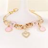 Adjustable Heart Shaped Crystal Beaded Bracelet Handmade with Chain Charm Anklet