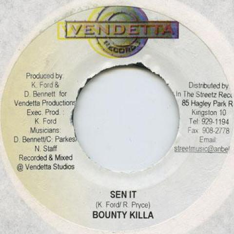 7inch Record BOUNTY KILLER - Sen It Vendetta 2004 Jamaica Reggae, Ska & Dub