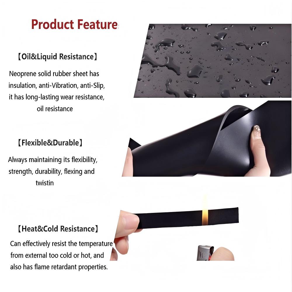 Neoprene Rubber Sheet Solids Rubber Pad Anti-Slip Waterproof Cushion For DIY Gaskets Crafts