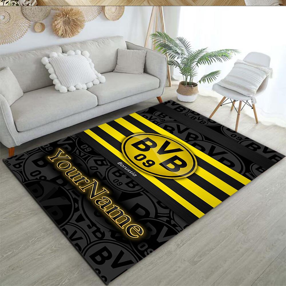 Borussia Dortmund Personalized Name Floor Rug Office Rug Perfect for Hallway Dining Room Dormitory Playrooms Antislip Carpet Decorate Offices