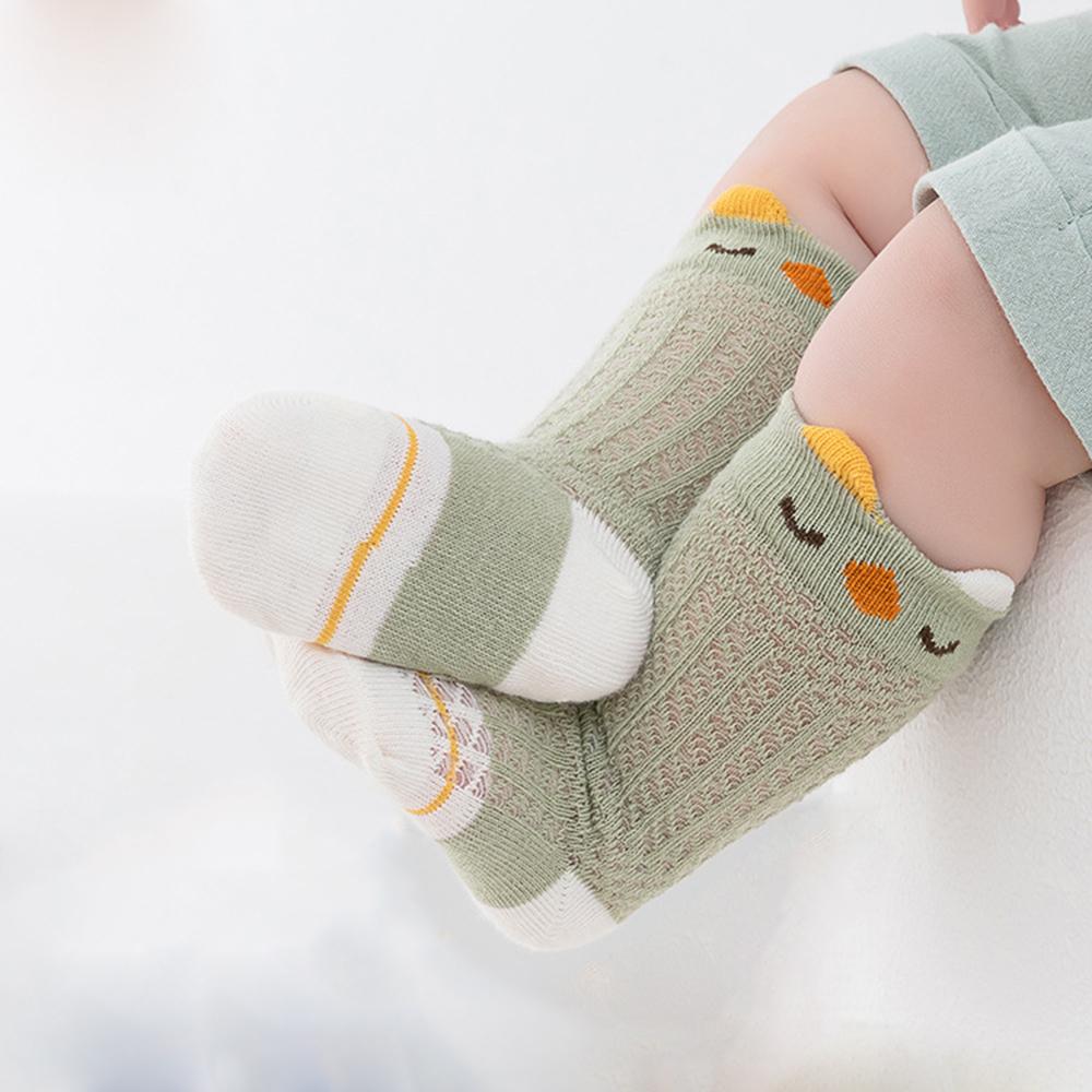 4 Pairs Baby Ultra Thin Mesh Mid Socks Cute Cartoon Animal Embroidery A-Class Soft Elastic Toddler Socks for 0-5 Years Old