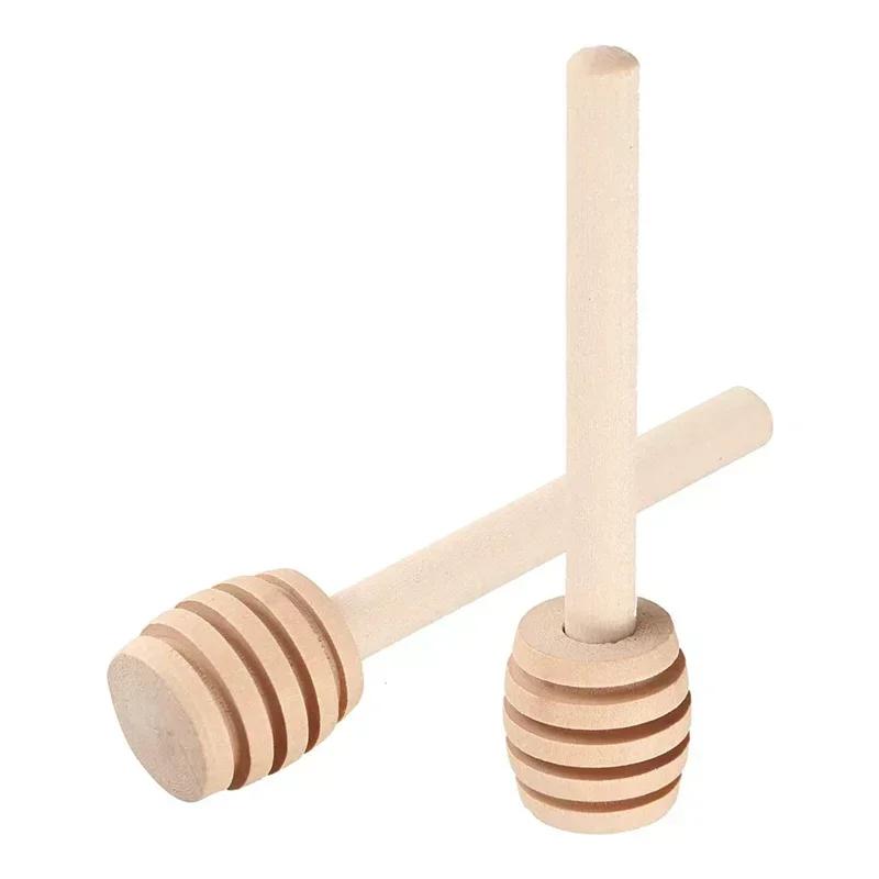 Durable Long Stick Honey Stir High Quality  Bar Mixing Handle Jar Spoon Practical Wood Dipper Honey Kitchen Accessories 20pcs