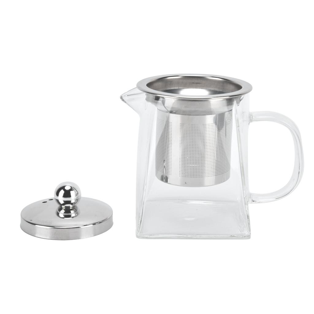 Transparent Glass Teapot with Removable 304 Stainless Steel Filter Tea Kettle for Home Office