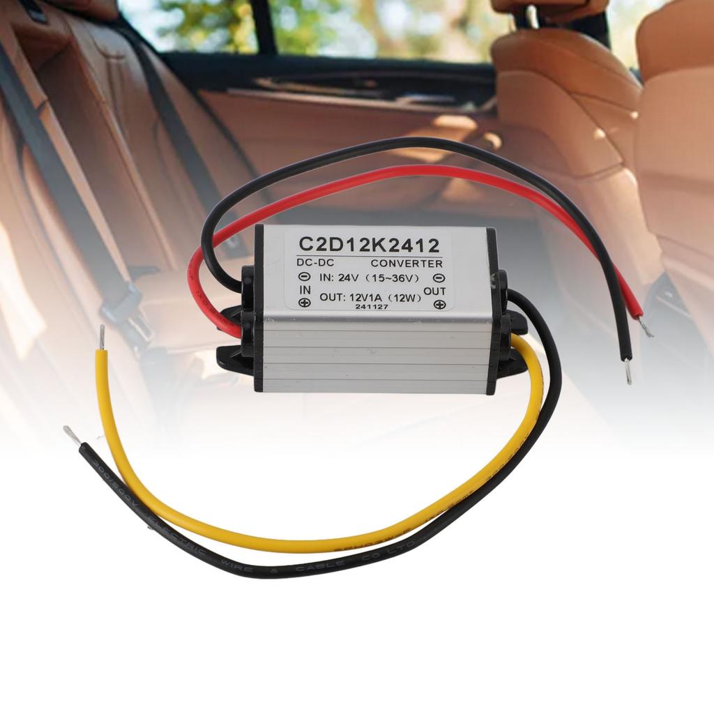 Dual Pack 24V to 12V 1A Converter IP68 Submersible - Voltage Regulator for LED Lights / CCTV Cameras & Solar Systems (Short Circuit Contr