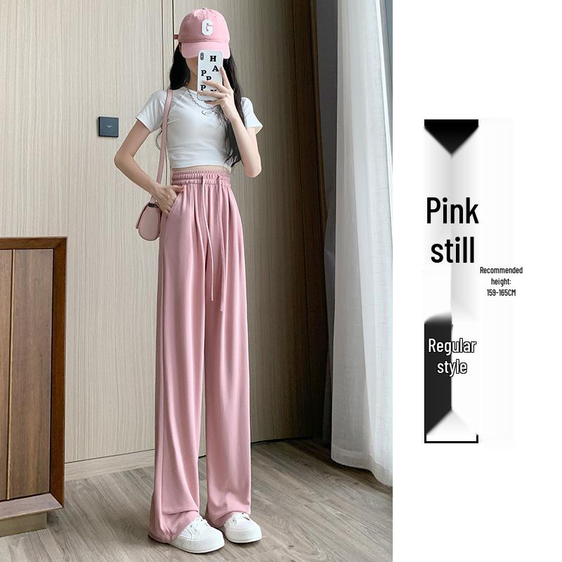 

Black-Gray Cupro 2026 Women s High Waist Straight Leg Floor-Length Summer Pants S, 40-47kg