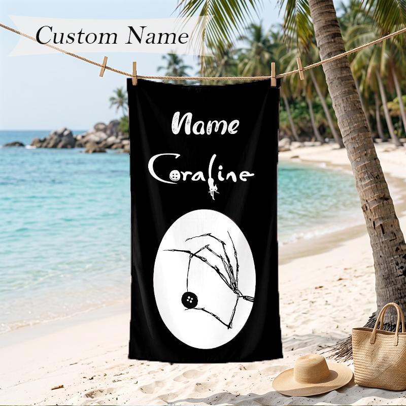Coraline Custom Name Printed Beach Towel Personalized Soft Towel For Swimming Beach Travel