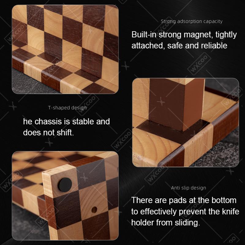 Acacia Wooden Magnetic Knife Block Holder Home Kitchen Magnetic Stands with Strong Enhanced Multifunctional Storage Knife Holder