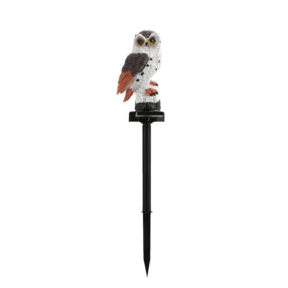 Solar-Powered LED Owl Garden Lamp - Resin Animal Yard Decor