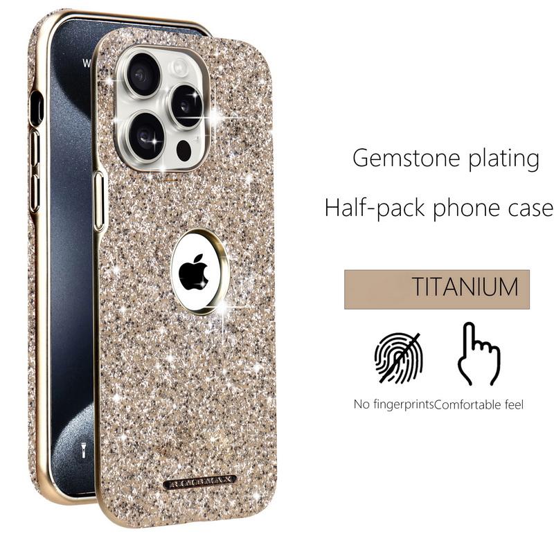 Luxury Glitter Jewel Glossy for MagSafe Phone Case For iPhone 16 Pro Max 15 14 Plus 13 12 Plating Shockproof Magnetic Hard PC Bumper Cover