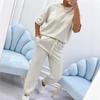Mode O-hals Korte Mouw Effen Kleur T-shirt Dames Broek 2-delige Set Zomer Casual Sport Elastische Smalle Pijp Broekpak