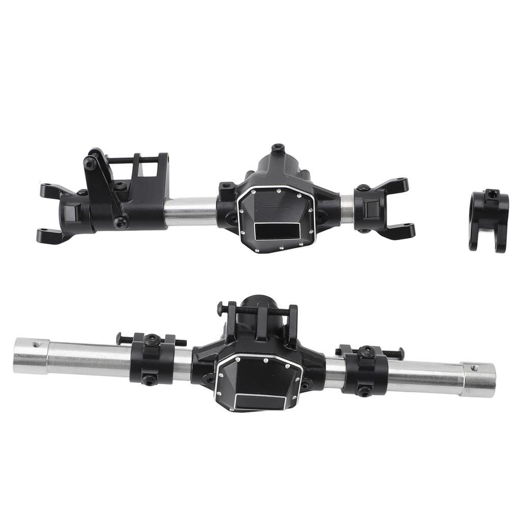 RC Car Front Rear Axle Black Stainless Steel Aluminum Alloy Anodized RC Front Rear Axle Set for SCX10 PRO