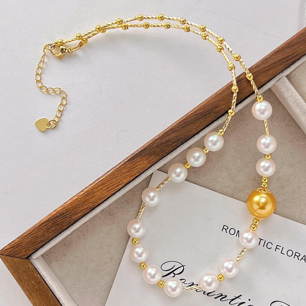 Design Sense High Quality Artificial Crystal Pearl Collarbone Chain Necklace