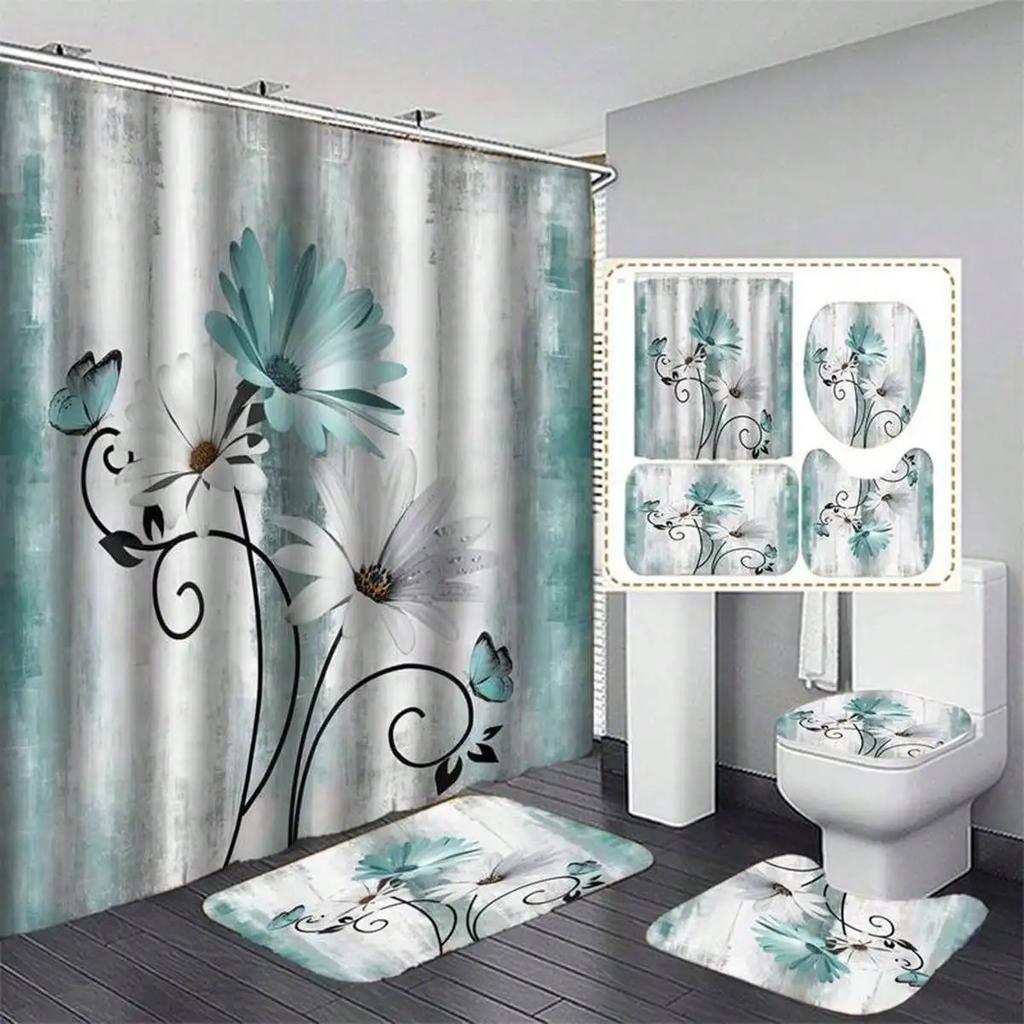 Bathroom Abstract Bohemian Shower Curtain Medieval Minimalist Art Polyester Fabric Shower Curtain 180 * 180CM with 12 Hooks